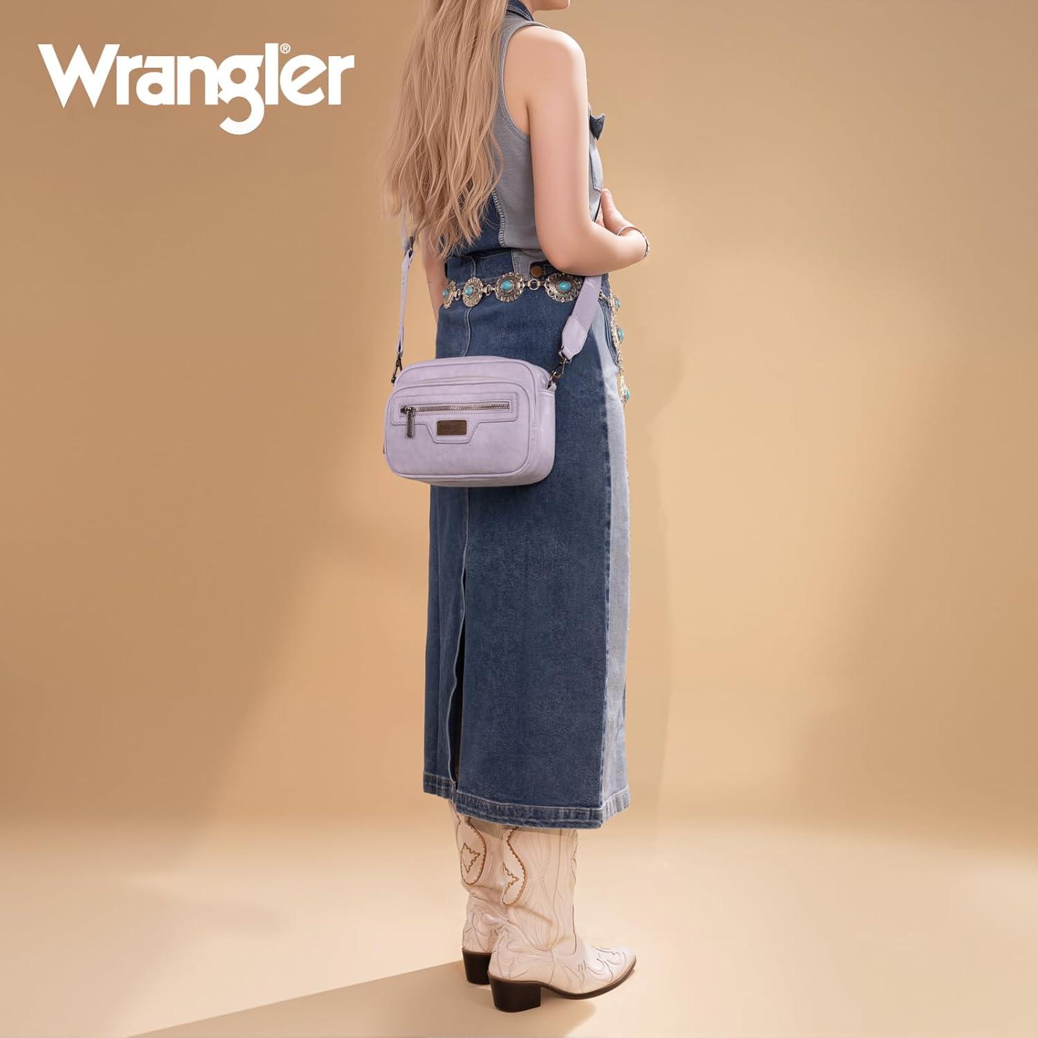 imageWrangler Crossbody Bag for Women Multi Pocket Crossover Bag Shoulder Pursea with Adjustable StrapPurple