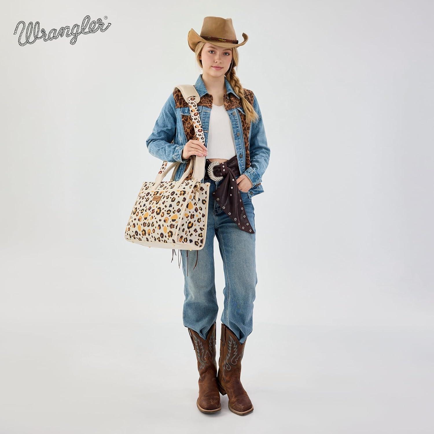 imageWrangler Laptop Bag 156 Inch Large Tote Bag Leopard Womens Computer Bags Briefcase Bags for Work with Detachable StrapLeopard Beige