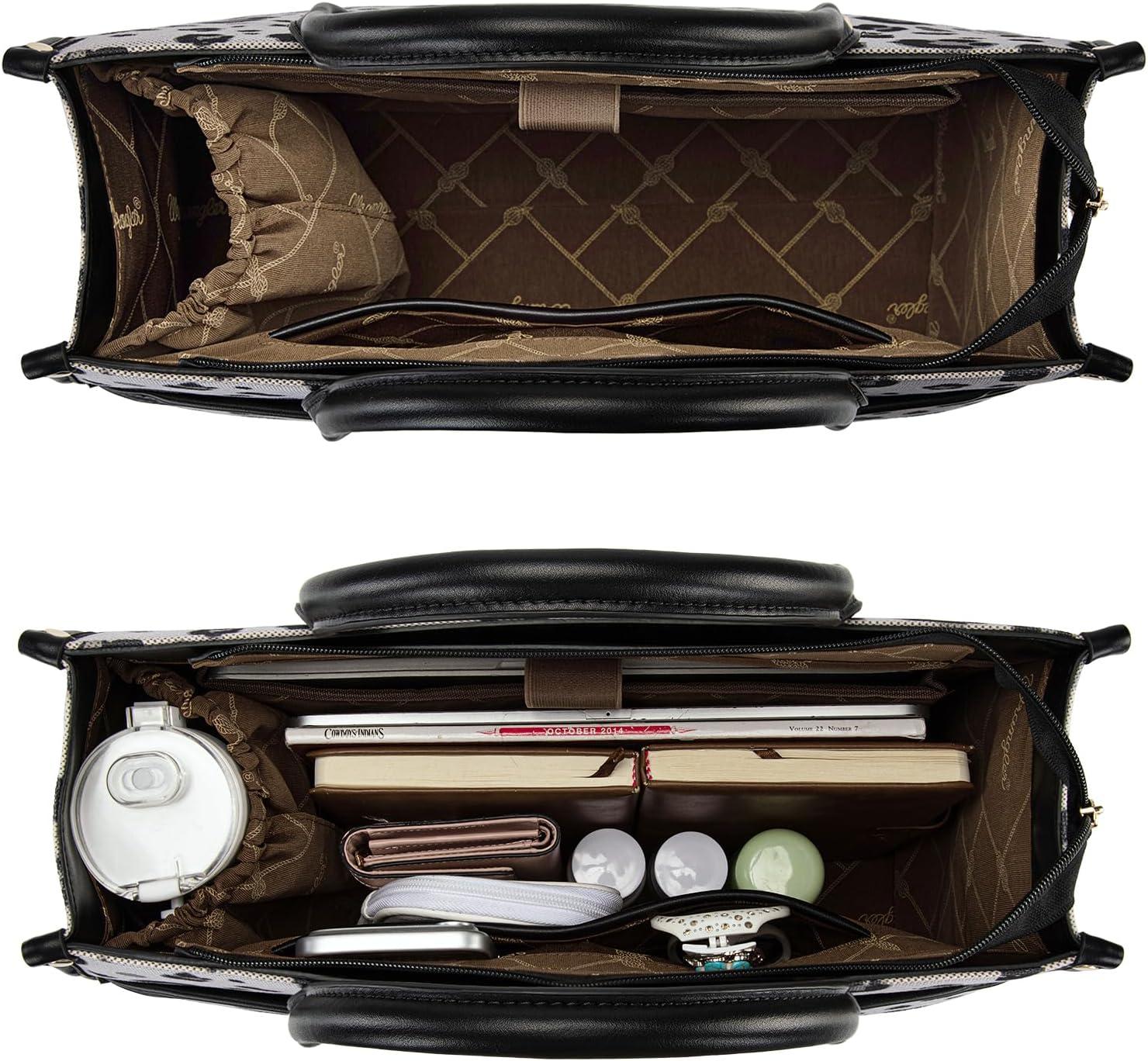 imageWrangler Laptop Bag 156 Inch Large Tote Bag Leopard Womens Computer Bags Briefcase Bags for Work with Detachable StrapLeopard Black