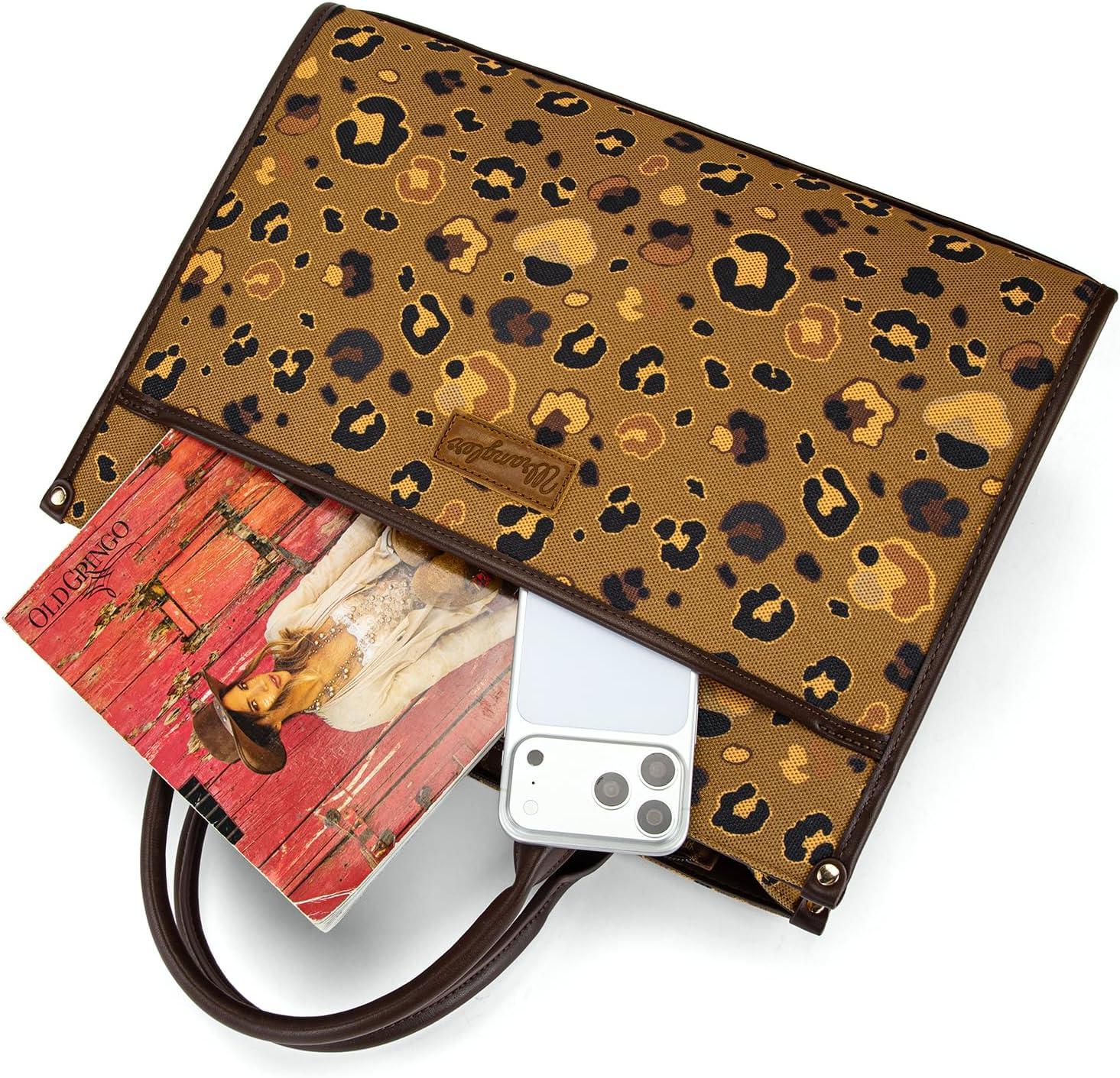 imageWrangler Laptop Bag 156 Inch Large Tote Bag Leopard Womens Computer Bags Briefcase Bags for Work with Detachable StrapLeopard Coffee