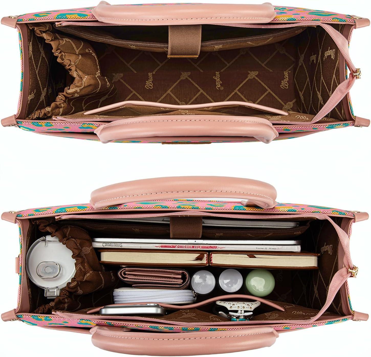 imageWrangler Laptop Bag 156 Inch Large Tote Bag Leopard Womens Computer Bags Briefcase Bags for Work with Detachable StrapLeopard Pink