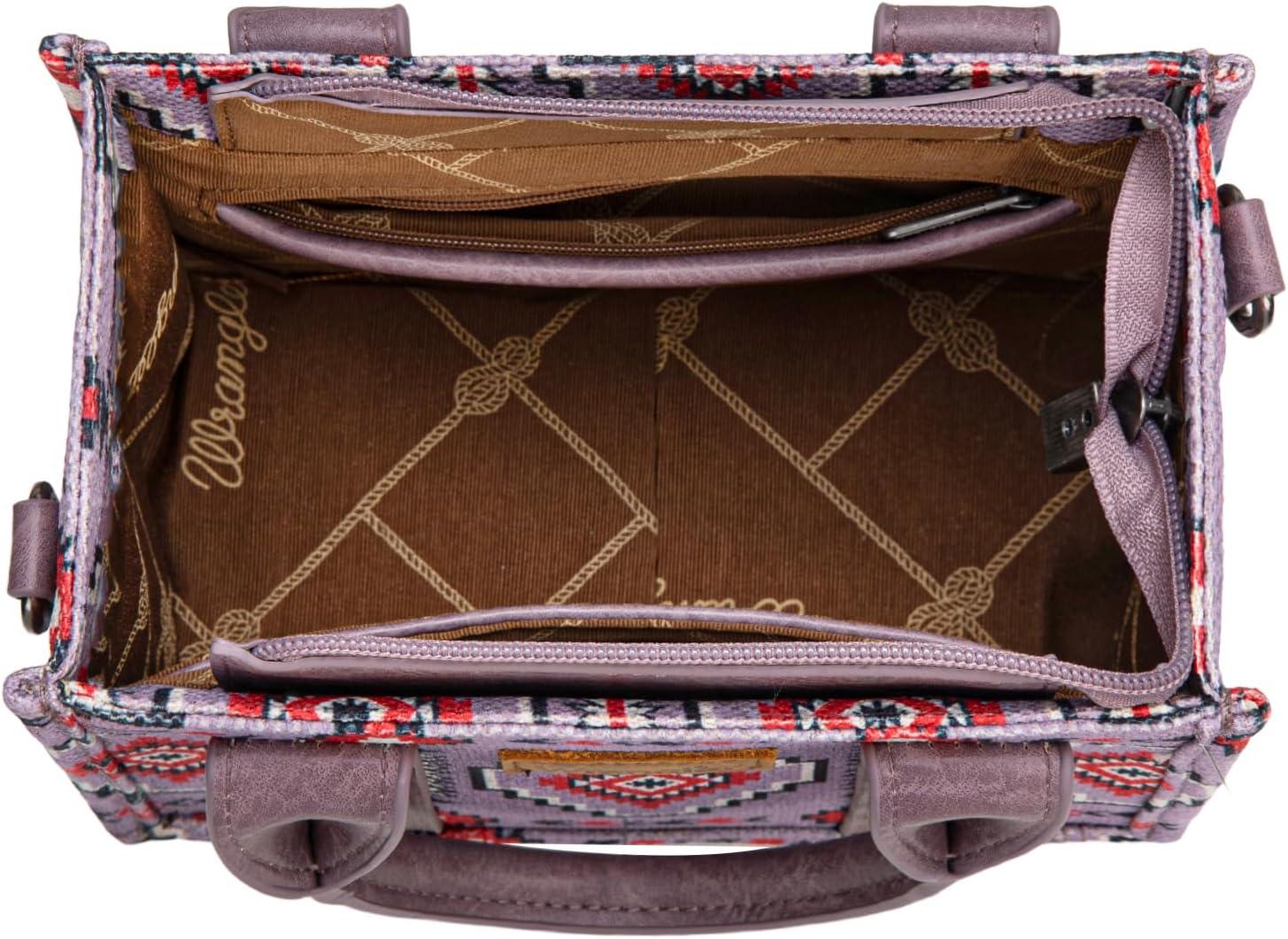 imageWrangler Mini Aztec Tote Bag for Women Boho Small Top Handle Purse with Adjustable StrapBoho Purple