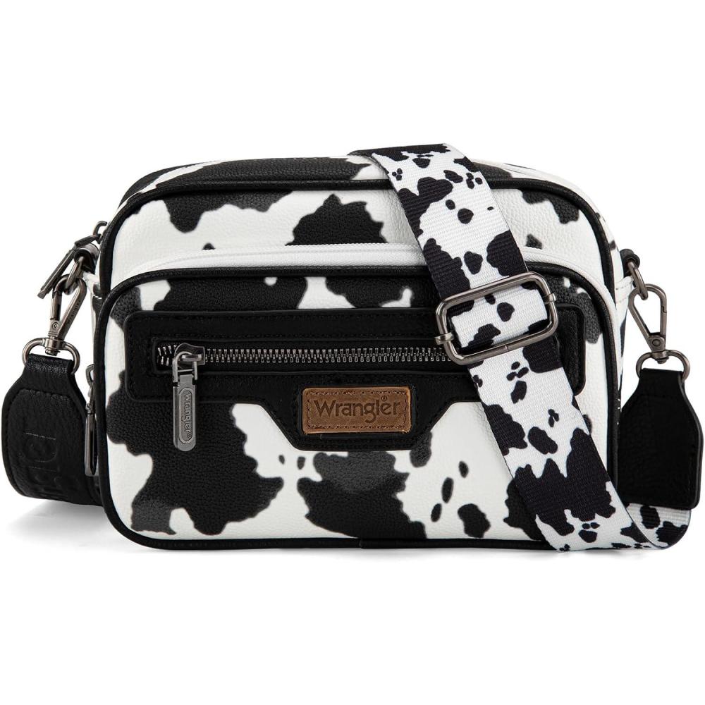 imageWrangler Crossbody Bag for Women Multi Pocket Crossover Bag Shoulder Pursea with Adjustable StrapAcow Print Black
