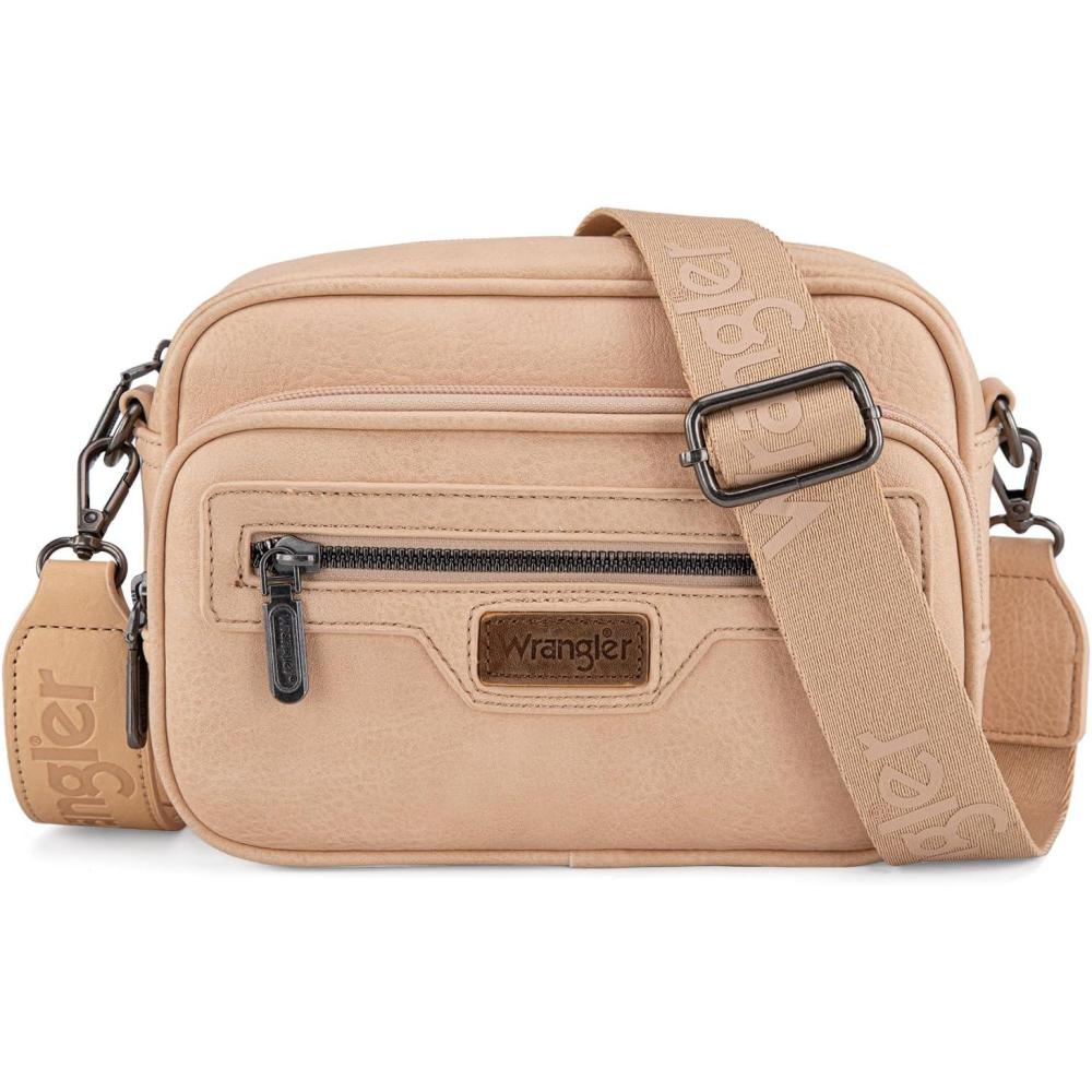 imageWrangler Crossbody Bag for Women Multi Pocket Crossover Bag Shoulder Pursea with Adjustable StrapBeige