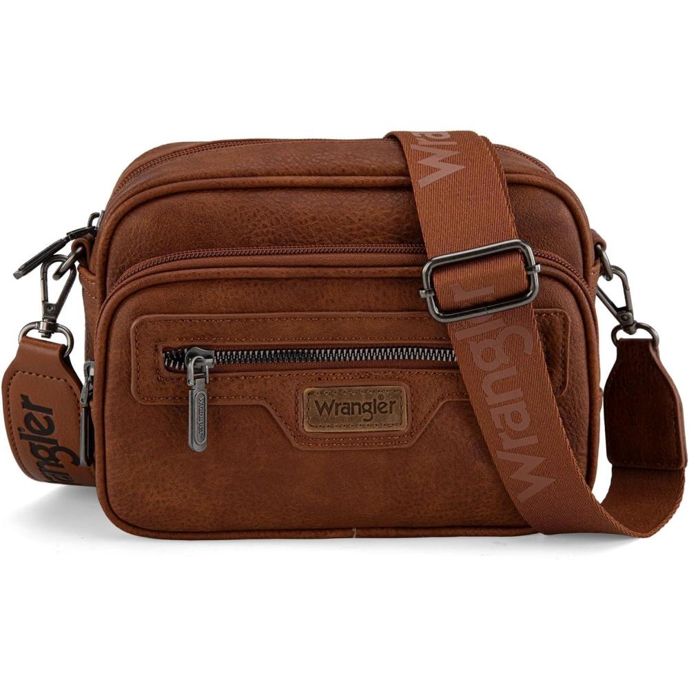 imageWrangler Crossbody Bag for Women Multi Pocket Crossover Bag Shoulder Pursea with Adjustable StrapDark Brown