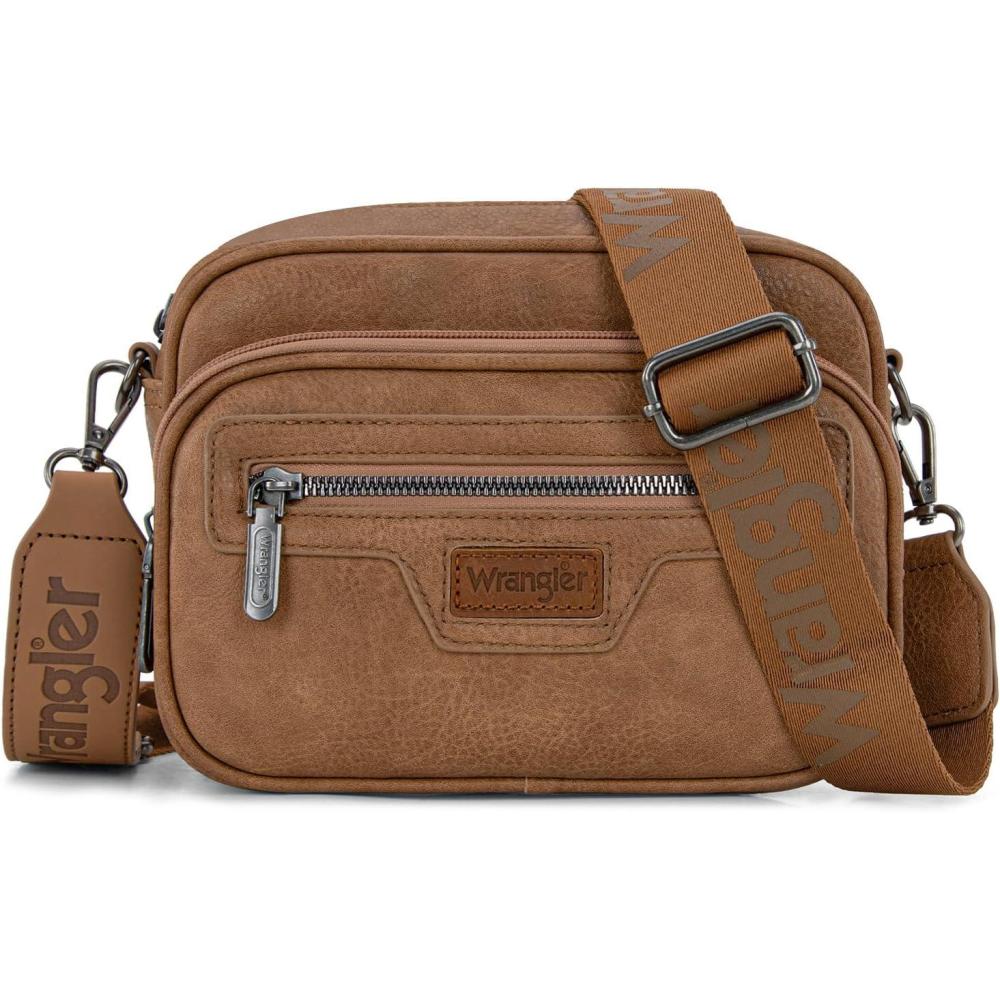 imageWrangler Crossbody Bag for Women Multi Pocket Crossover Bag Shoulder Pursea with Adjustable StrapKhaki