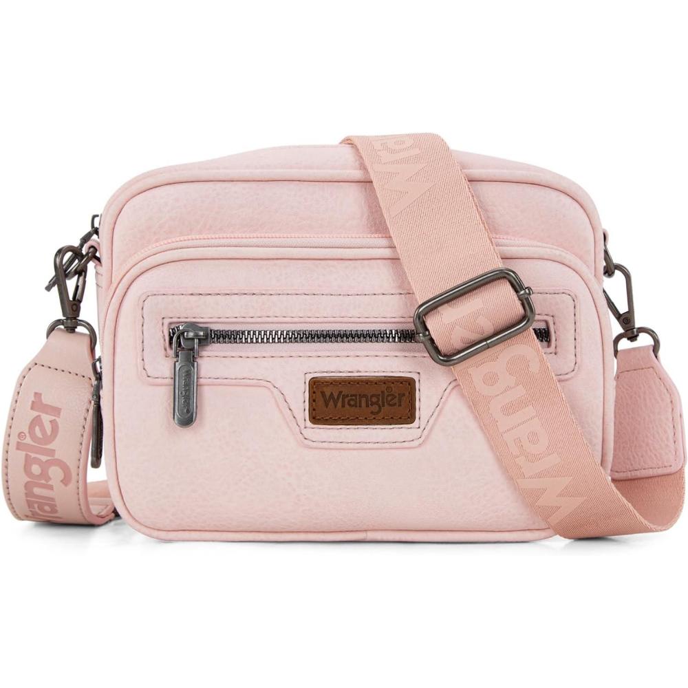 imageWrangler Crossbody Bag for Women Multi Pocket Crossover Bag Shoulder Pursea with Adjustable StrapPink