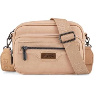 Wrangler Crossbody Bag for Women Multi Pocket Crossover Bag Shoulder Pursea with Adjustable Strap(Beige)