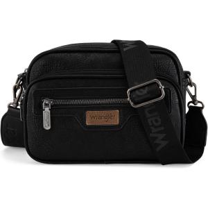 Wrangler Crossbody Bag for Women Multi Pocket Crossover Bag Shoulder Pursea with Adjustable Strap(Black)