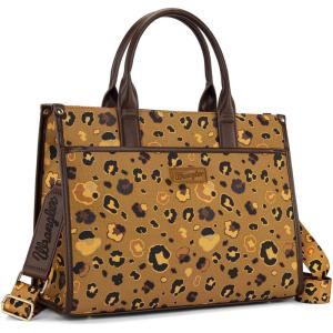 Wrangler Laptop Bag 15.6 Inch Large Tote Bag Leopard Womens Computer Bags Briefcase Bags for Work with Detachable Strap(Leopard Coffee)