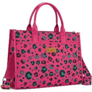 Wrangler Laptop Bag 15.6 Inch Large Tote Bag Leopard Womens Computer Bags Briefcase Bags for Work with Detachable Strap(Leopard Hot Pink)