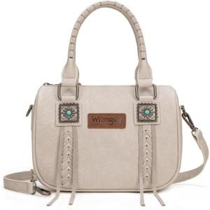 Wrangler Satchel Bag Fringe Crossbody Purse Turquoise Top Handle Shoulder Bag with Detachable Strap(Beige)