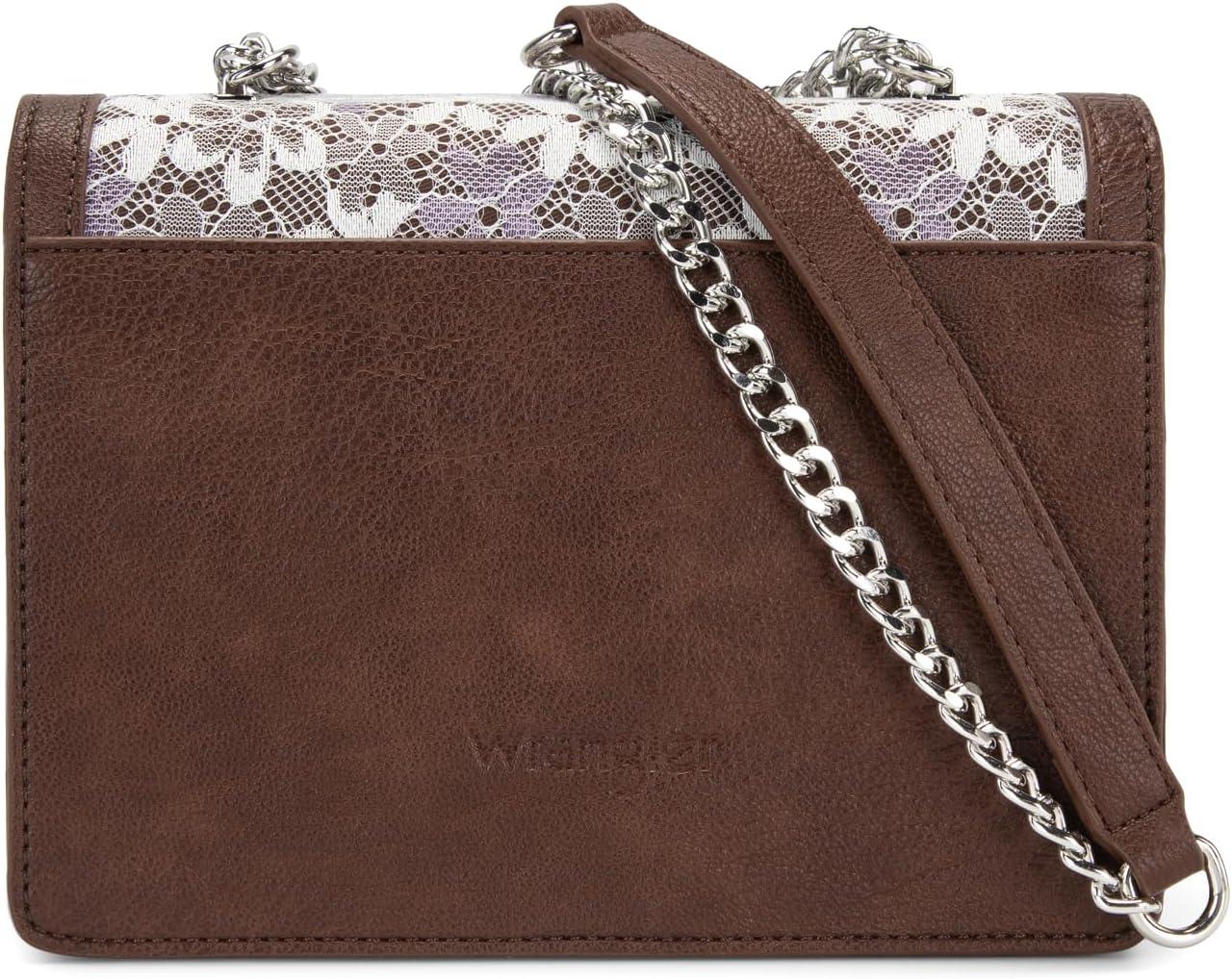 imageWrangler Flap Shoulder Bag for Women Vintage Floral Tooled Crossbody Purse with Chain StrapCoffee