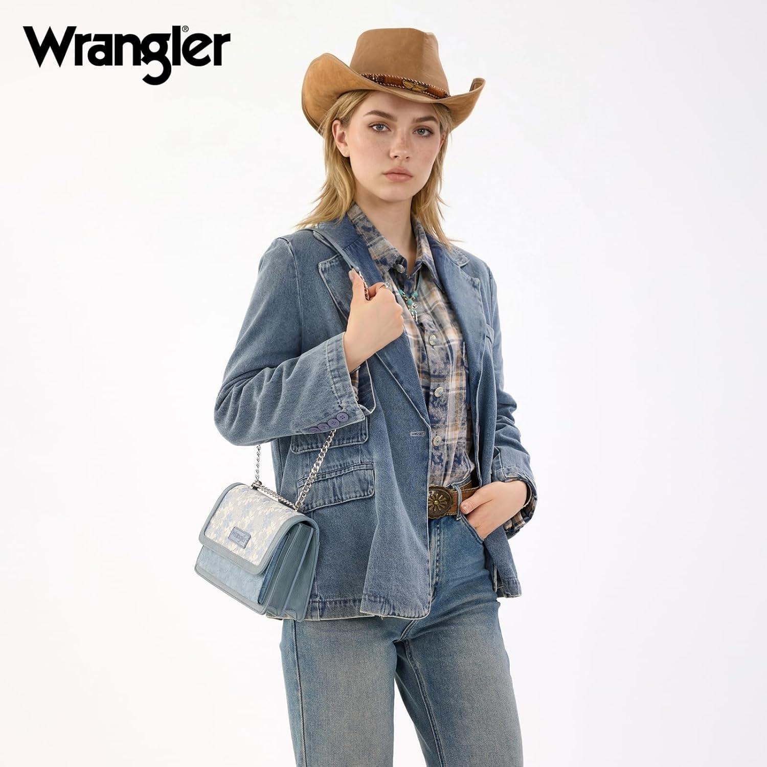 imageWrangler Flap Shoulder Bag for Women Vintage Floral Tooled Crossbody Purse with Chain StrapJean