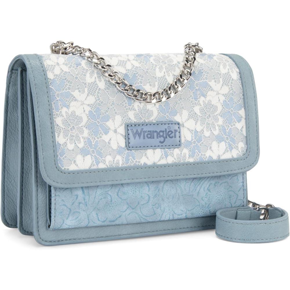 imageWrangler Flap Shoulder Bag for Women Vintage Floral Tooled Crossbody Purse with Chain StrapJean