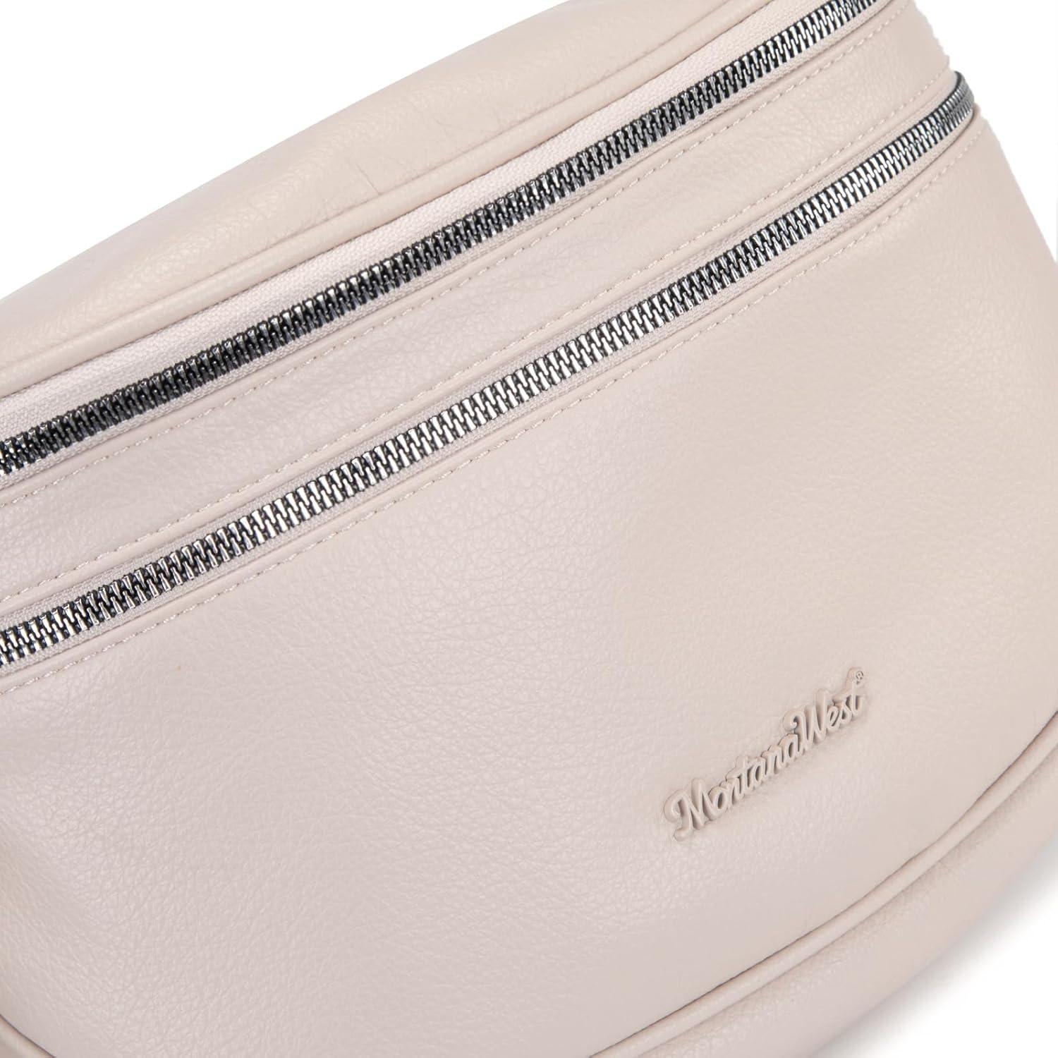 imageMontana West Crossbody Bags for Women Large Bum Bag Sling Belt Purse Fanny Packs with Adjustable Wide StrapBeige