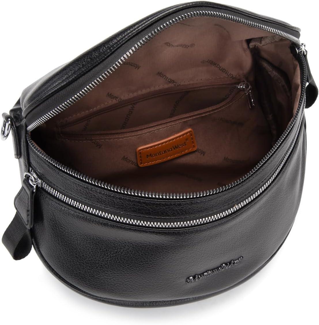 imageMontana West Crossbody Bags for Women Large Bum Bag Sling Belt Purse Fanny Packs with Adjustable Wide StrapBlack