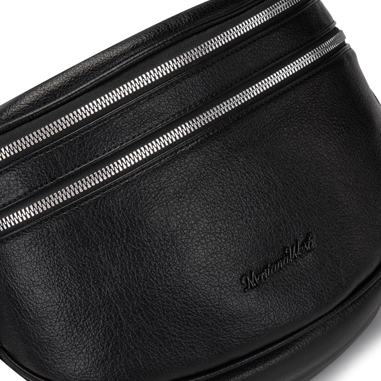 imageMontana West Crossbody Bags for Women Large Bum Bag Sling Belt Purse Fanny Packs with Adjustable Wide StrapBlack