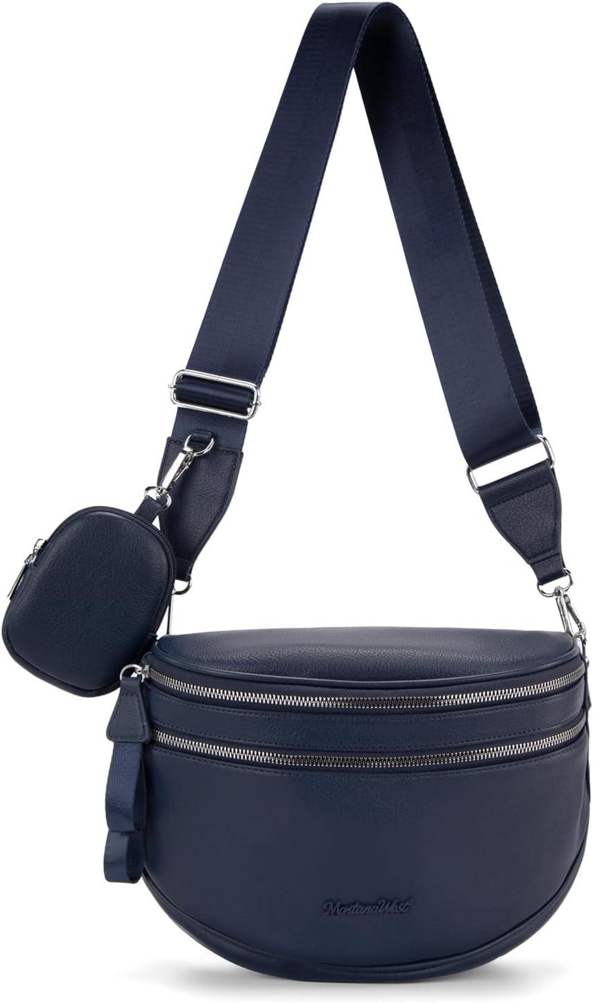 imageMontana West Crossbody Bags for Women Large Bum Bag Sling Belt Purse Fanny Packs with Adjustable Wide StrapNavy Blue