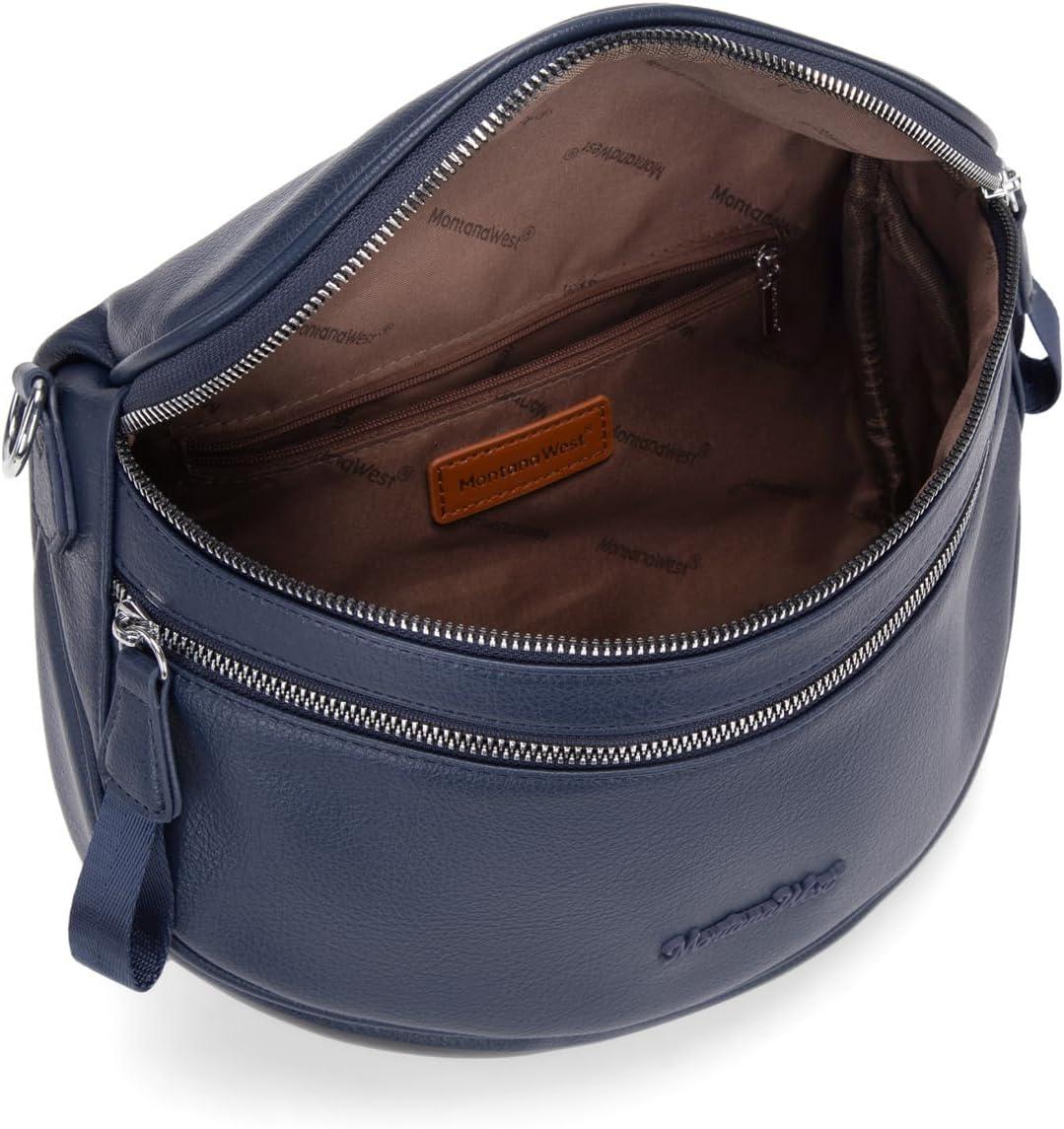 imageMontana West Crossbody Bags for Women Large Bum Bag Sling Belt Purse Fanny Packs with Adjustable Wide StrapNavy Blue