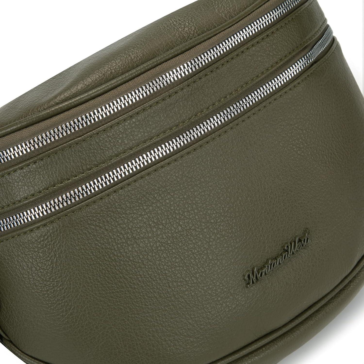 imageMontana West Crossbody Bags for Women Large Bum Bag Sling Belt Purse Fanny Packs with Adjustable Wide StrapOlive Green