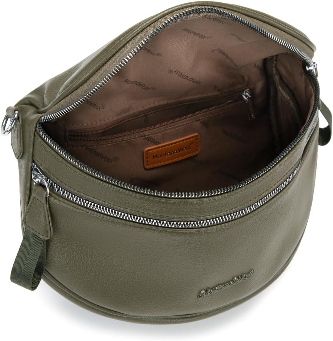 imageMontana West Crossbody Bags for Women Large Bum Bag Sling Belt Purse Fanny Packs with Adjustable Wide StrapOlive Green