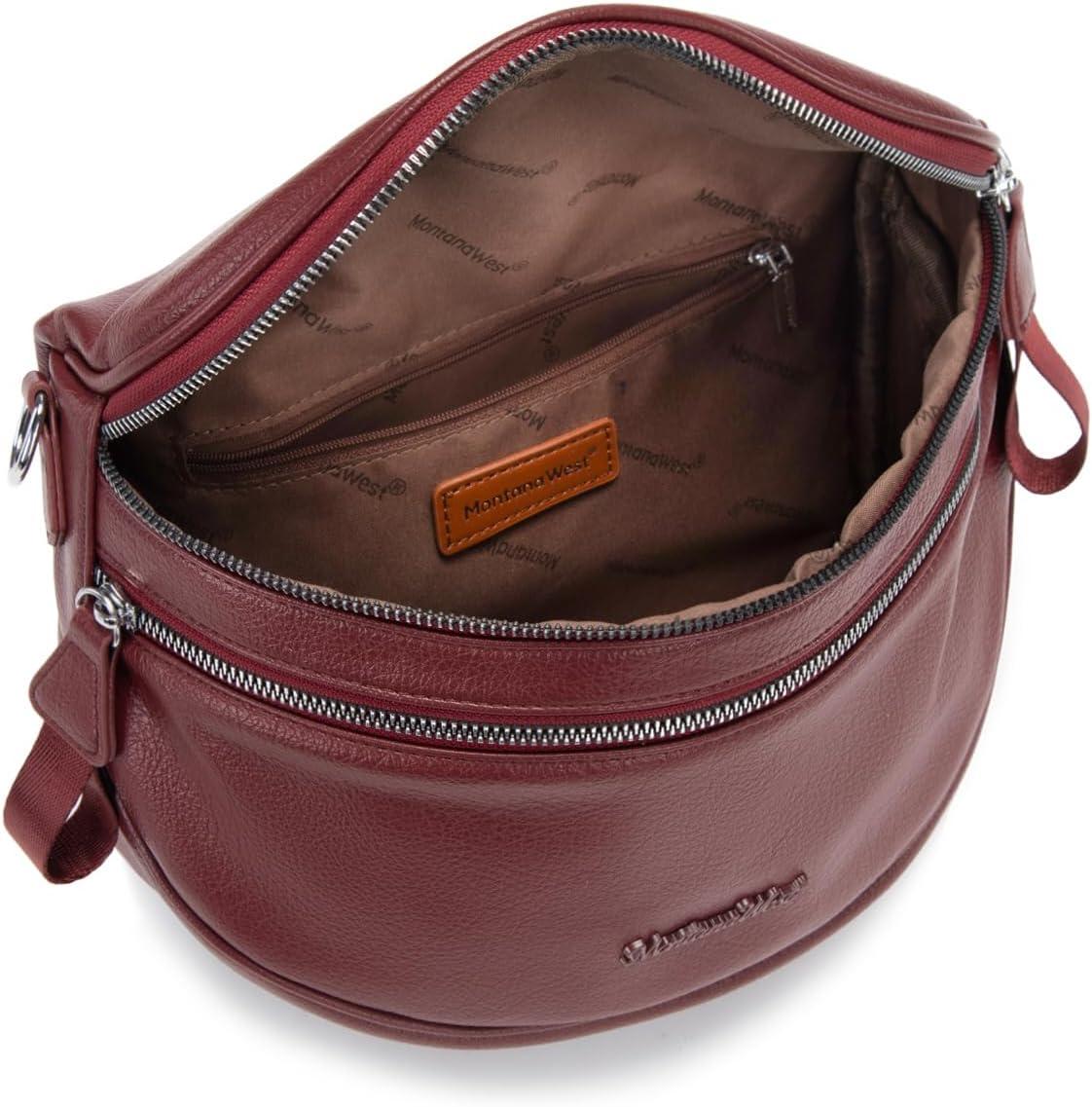 imageMontana West Crossbody Bags for Women Large Bum Bag Sling Belt Purse Fanny Packs with Adjustable Wide Strapburgundy