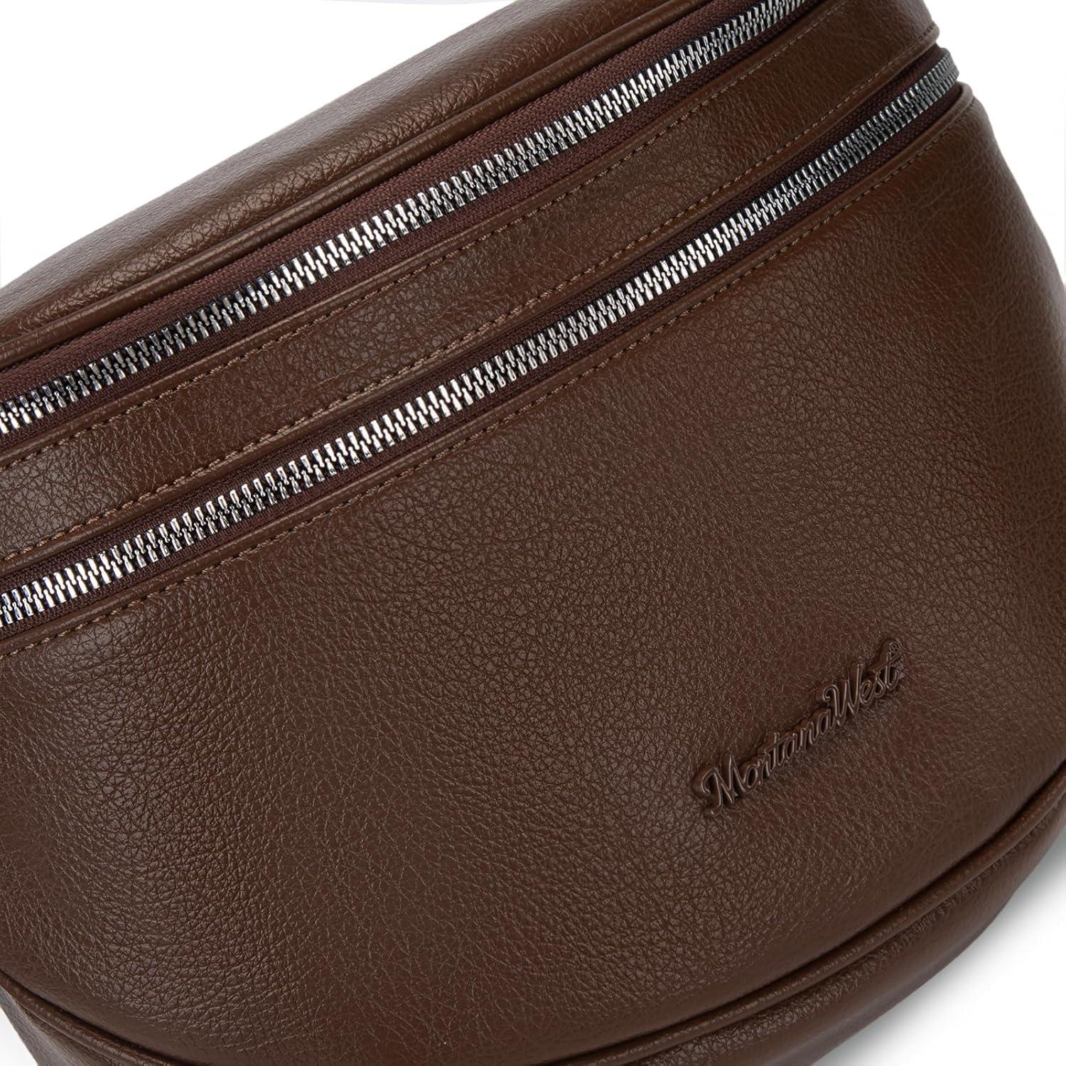 imageMontana West Crossbody Bags for Women Large Bum Bag Sling Belt Purse Fanny Packs with Adjustable Wide Strapchocolate