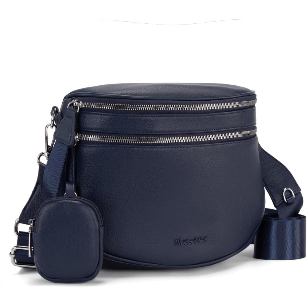 imageMontana West Crossbody Bags for Women Large Bum Bag Sling Belt Purse Fanny Packs with Adjustable Wide StrapNavy Blue