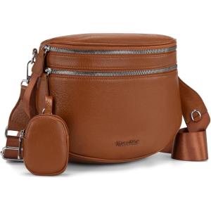 Montana West Crossbody Bags for Women Large Bum Bag Sling Belt Purse Fanny Packs with Adjustable Wide Strap(Cognac)