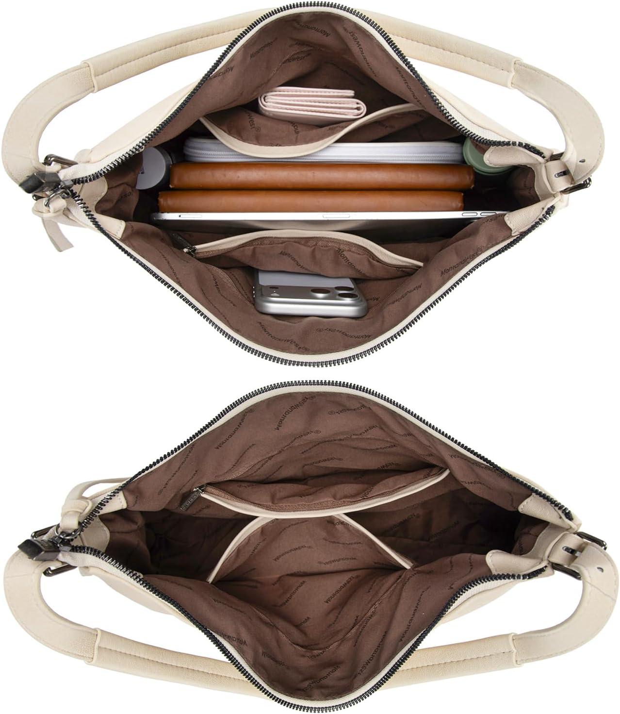 imageMontana West Hobo Bags for Women Slouchy Shoulder Handbags Ultra Soft Vegan Leather Ladies Crossbody Purse With ZipperBeige
