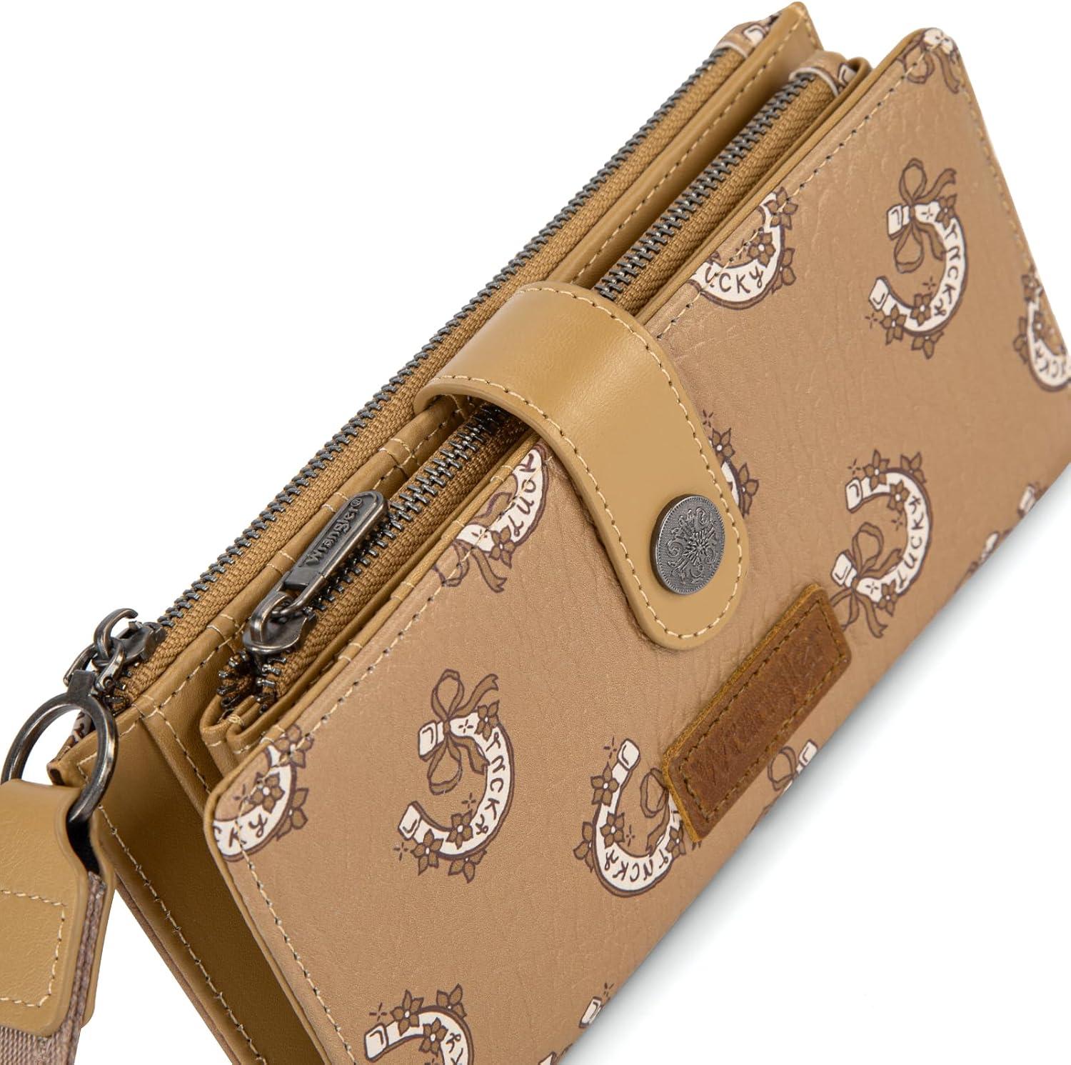imageMontana West X Wrangler Wristlet Wallet Purple Daisy Floral Wallet Card Cases amp Money Organizers Large Capacity Bifold Wallets Ladies Female Travel Clutch Wallets with ID WindowDaisyDark Brown