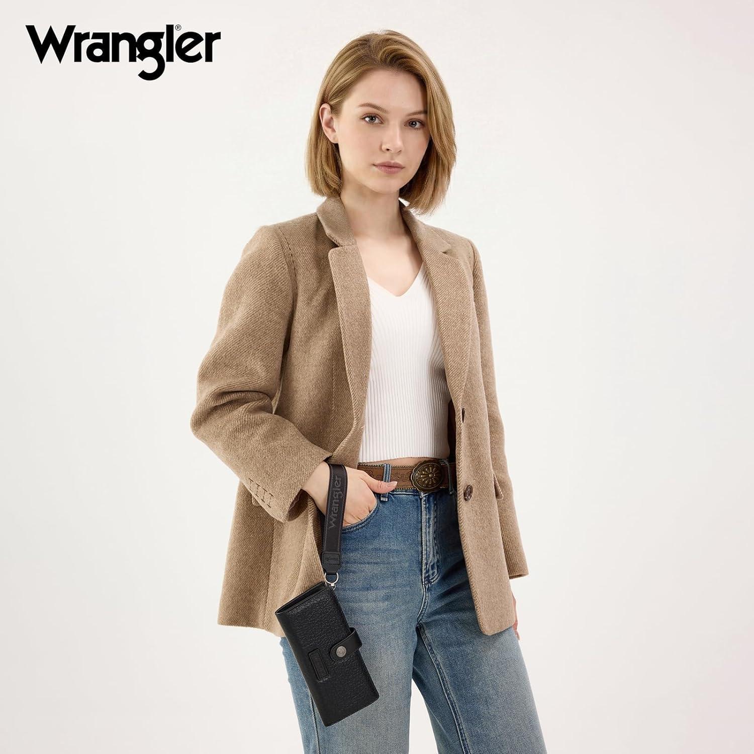 imageMontana West X Wrangler Wristlet Wallet Purple Daisy Floral Wallet Card Cases amp Money Organizers Large Capacity Bifold Wallets Ladies Female Travel Clutch Wallets with ID WindowBlack