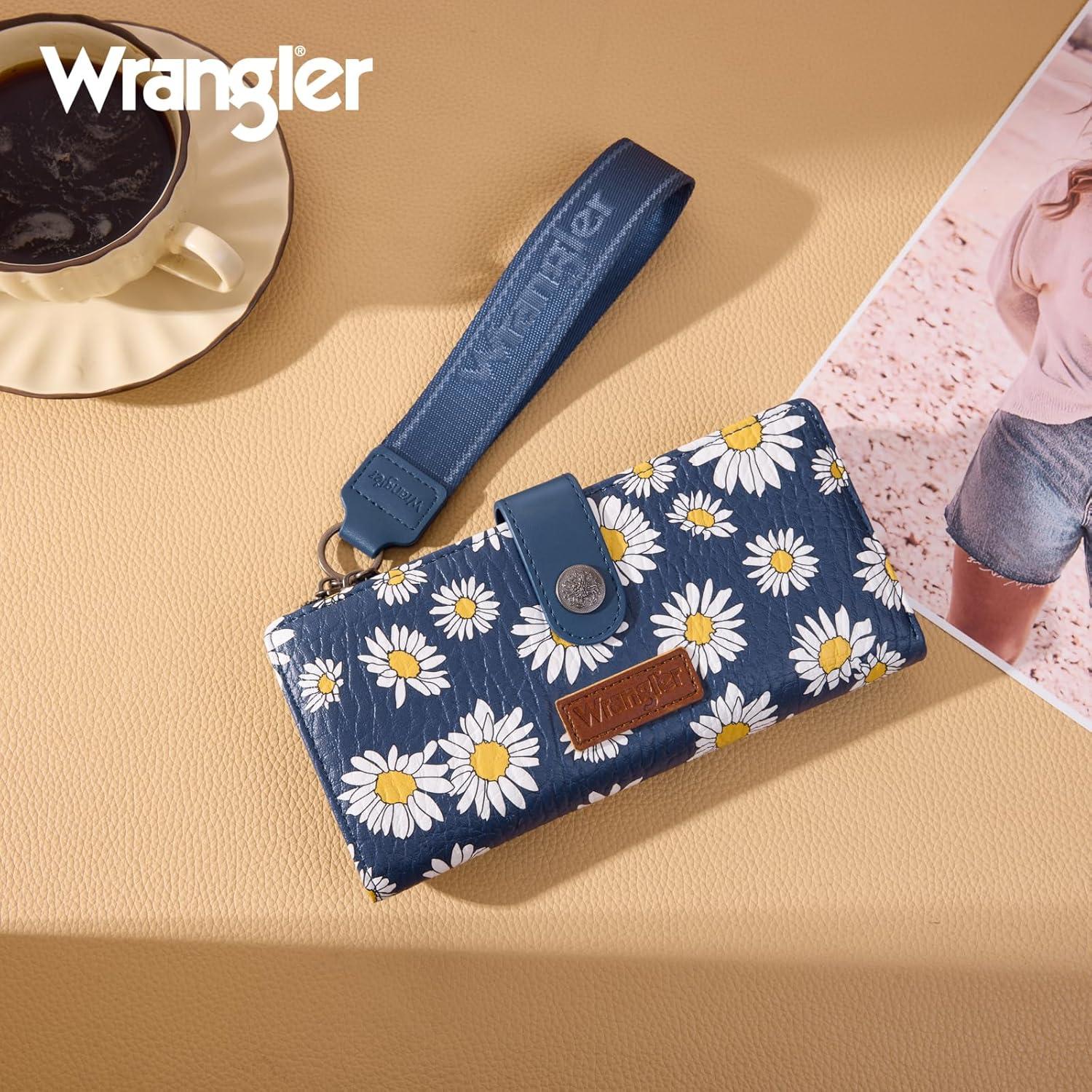 imageMontana West X Wrangler Wristlet Wallet Purple Daisy Floral Wallet Card Cases amp Money Organizers Large Capacity Bifold Wallets Ladies Female Travel Clutch Wallets with ID WindowDaisyNavy Blue