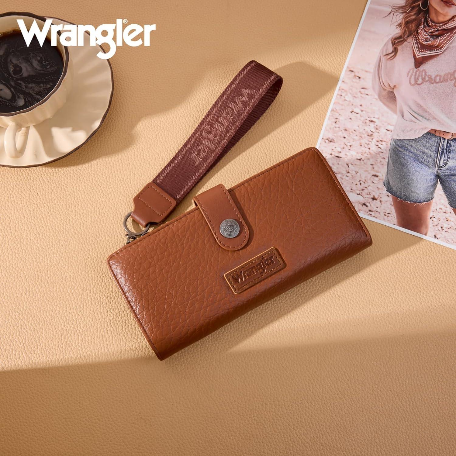 imageMontana West X Wrangler Wristlet Wallet Purple Daisy Floral Wallet Card Cases amp Money Organizers Large Capacity Bifold Wallets Ladies Female Travel Clutch Wallets with ID WindowBrown