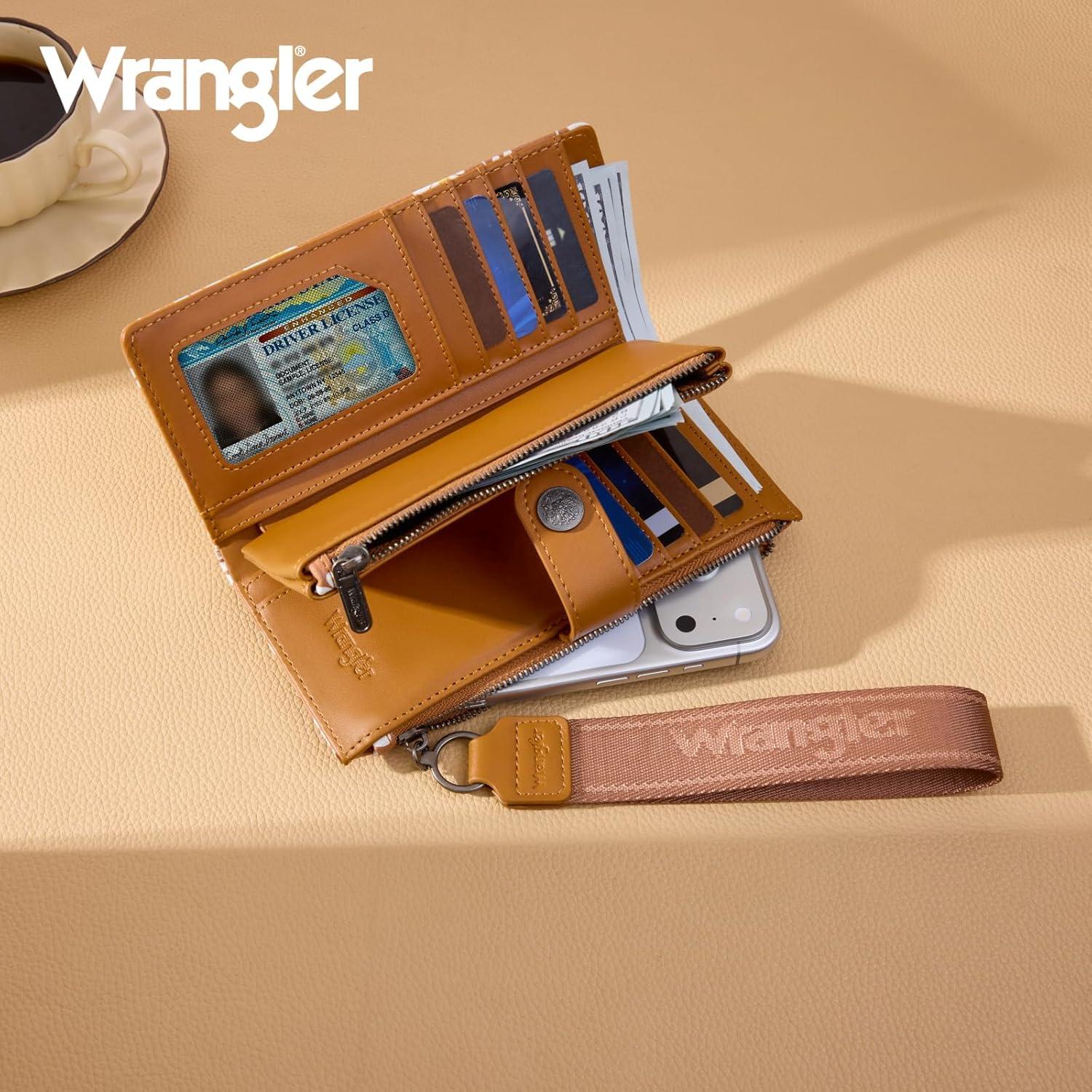 imageMontana West X Wrangler Wristlet Wallet Purple Daisy Floral Wallet Card Cases amp Money Organizers Large Capacity Bifold Wallets Ladies Female Travel Clutch Wallets with ID WindowDaisyBrown