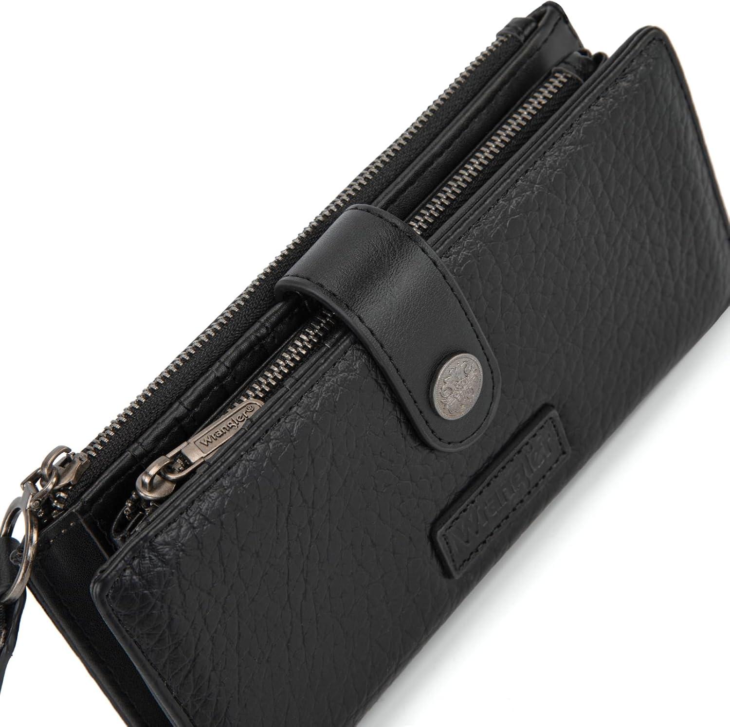 imageMontana West X Wrangler Wristlet Wallet Purple Daisy Floral Wallet Card Cases amp Money Organizers Large Capacity Bifold Wallets Ladies Female Travel Clutch Wallets with ID WindowBlack