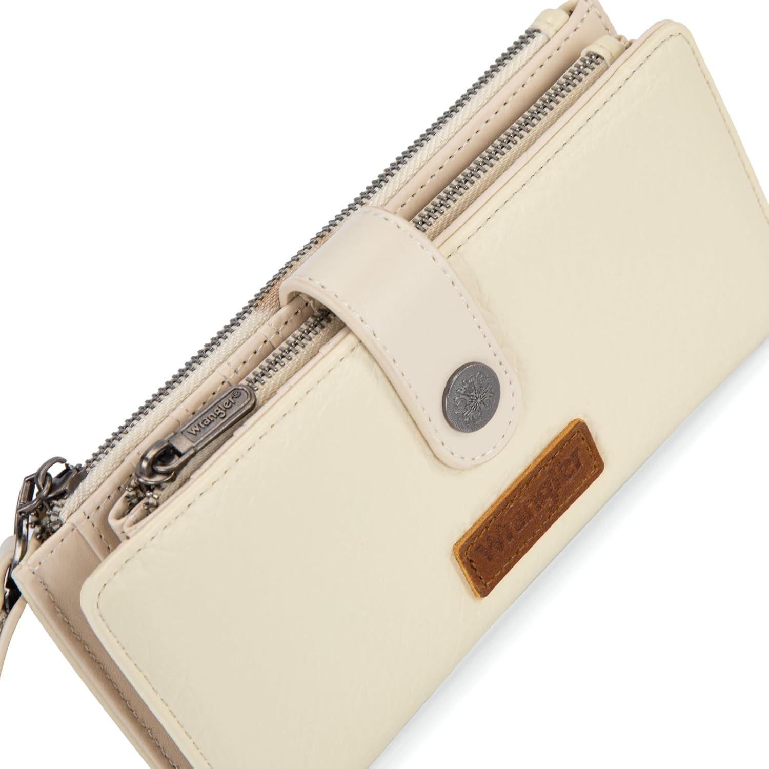 imageMontana West X Wrangler Wristlet Wallet Purple Daisy Floral Wallet Card Cases amp Money Organizers Large Capacity Bifold Wallets Ladies Female Travel Clutch Wallets with ID WindowBeige