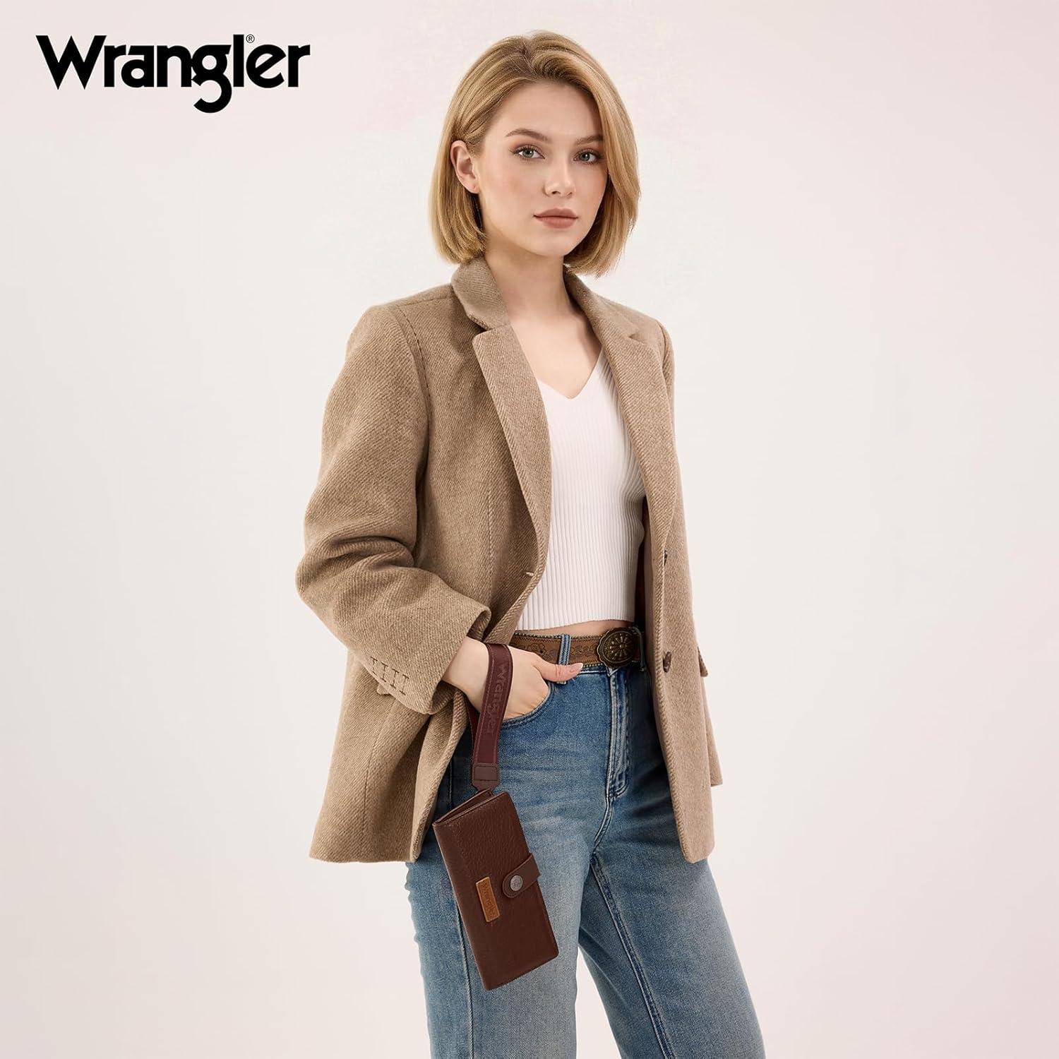 imageMontana West X Wrangler Wristlet Wallet Purple Daisy Floral Wallet Card Cases amp Money Organizers Large Capacity Bifold Wallets Ladies Female Travel Clutch Wallets with ID WindowCoffee
