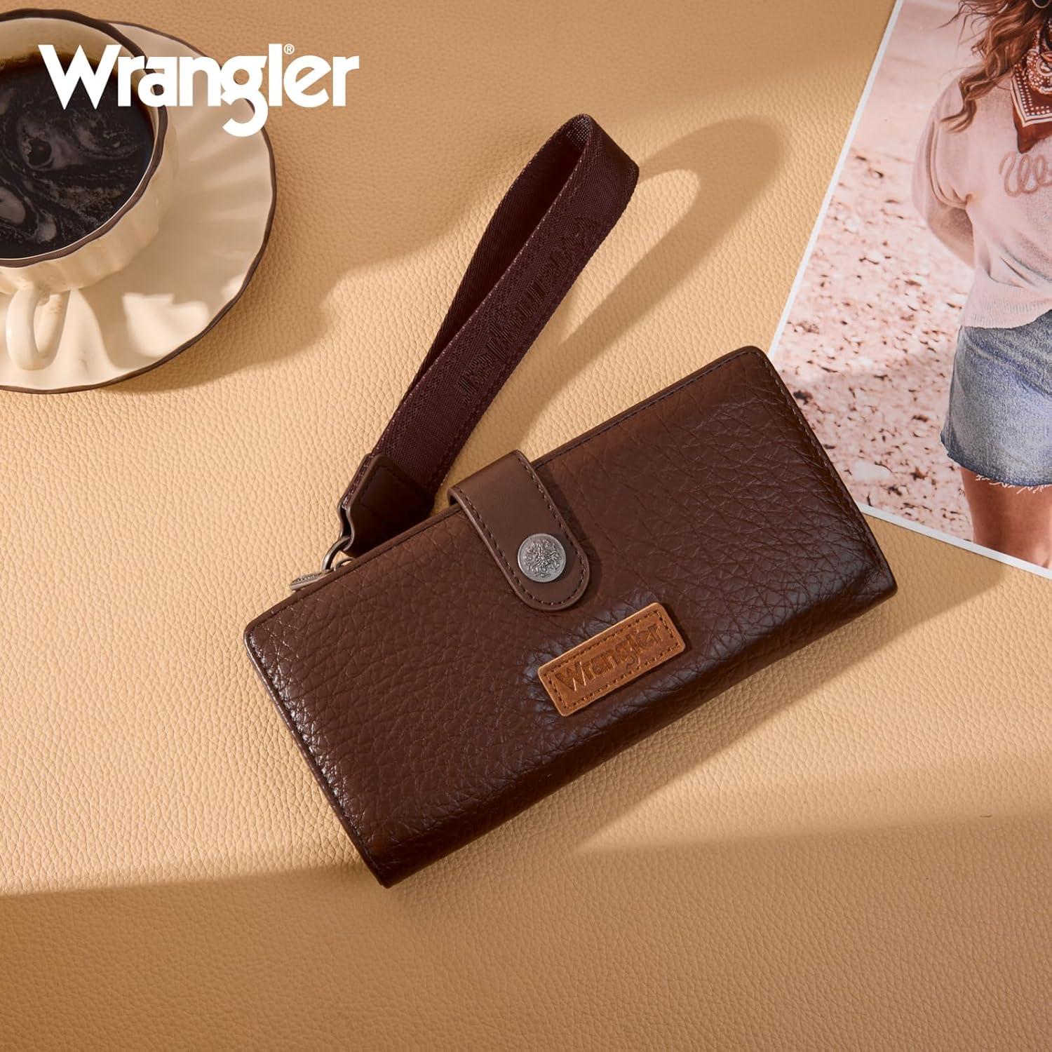 imageMontana West X Wrangler Wristlet Wallet Purple Daisy Floral Wallet Card Cases amp Money Organizers Large Capacity Bifold Wallets Ladies Female Travel Clutch Wallets with ID WindowCoffee