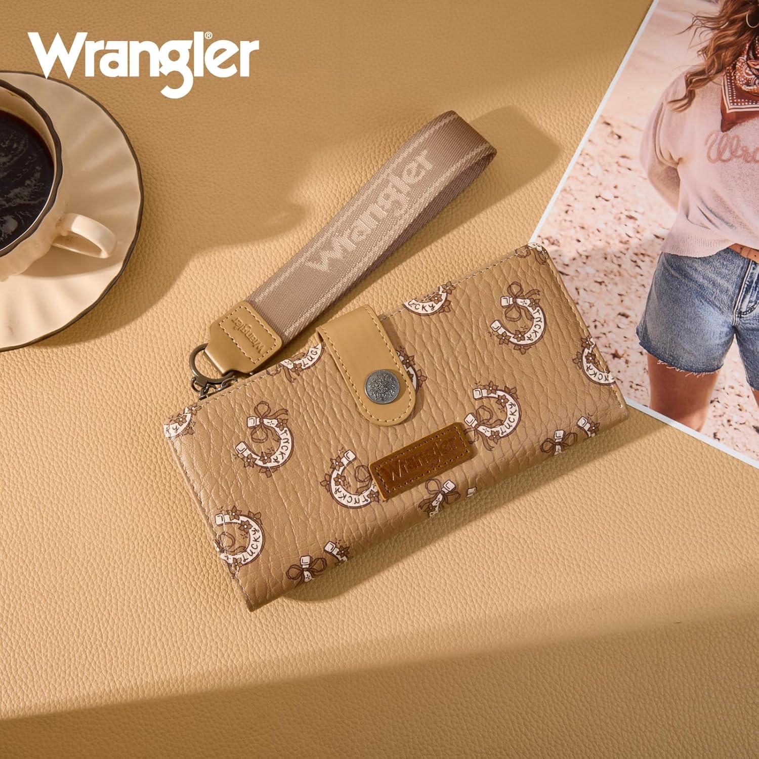 imageMontana West X Wrangler Wristlet Wallet Purple Daisy Floral Wallet Card Cases amp Money Organizers Large Capacity Bifold Wallets Ladies Female Travel Clutch Wallets with ID WindowDaisyDark Brown