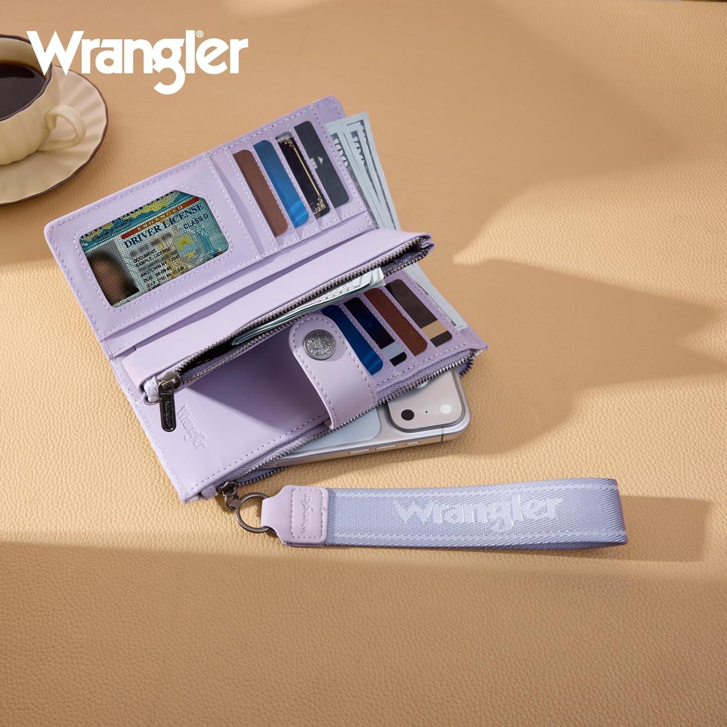 imageMontana West X Wrangler Wristlet Wallet Purple Daisy Floral Wallet Card Cases amp Money Organizers Large Capacity Bifold Wallets Ladies Female Travel Clutch Wallets with ID WindowDaisyPurple