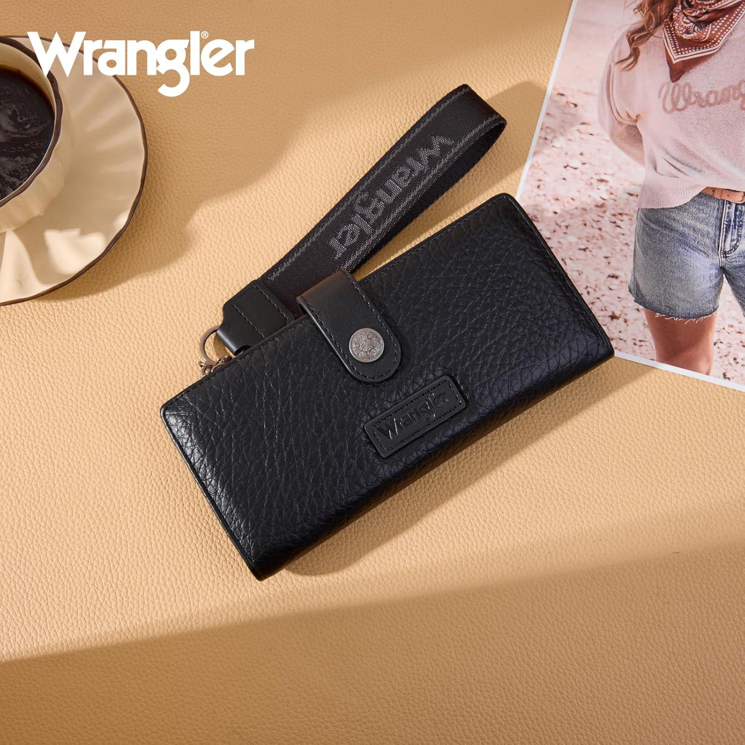 imageMontana West X Wrangler Wristlet Wallet Purple Daisy Floral Wallet Card Cases amp Money Organizers Large Capacity Bifold Wallets Ladies Female Travel Clutch Wallets with ID WindowBlack