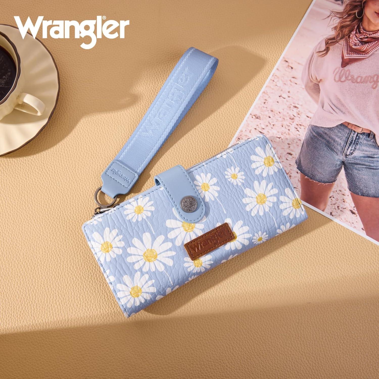 imageMontana West X Wrangler Wristlet Wallet Purple Daisy Floral Wallet Card Cases amp Money Organizers Large Capacity Bifold Wallets Ladies Female Travel Clutch Wallets with ID WindowDaisyJeans Blue