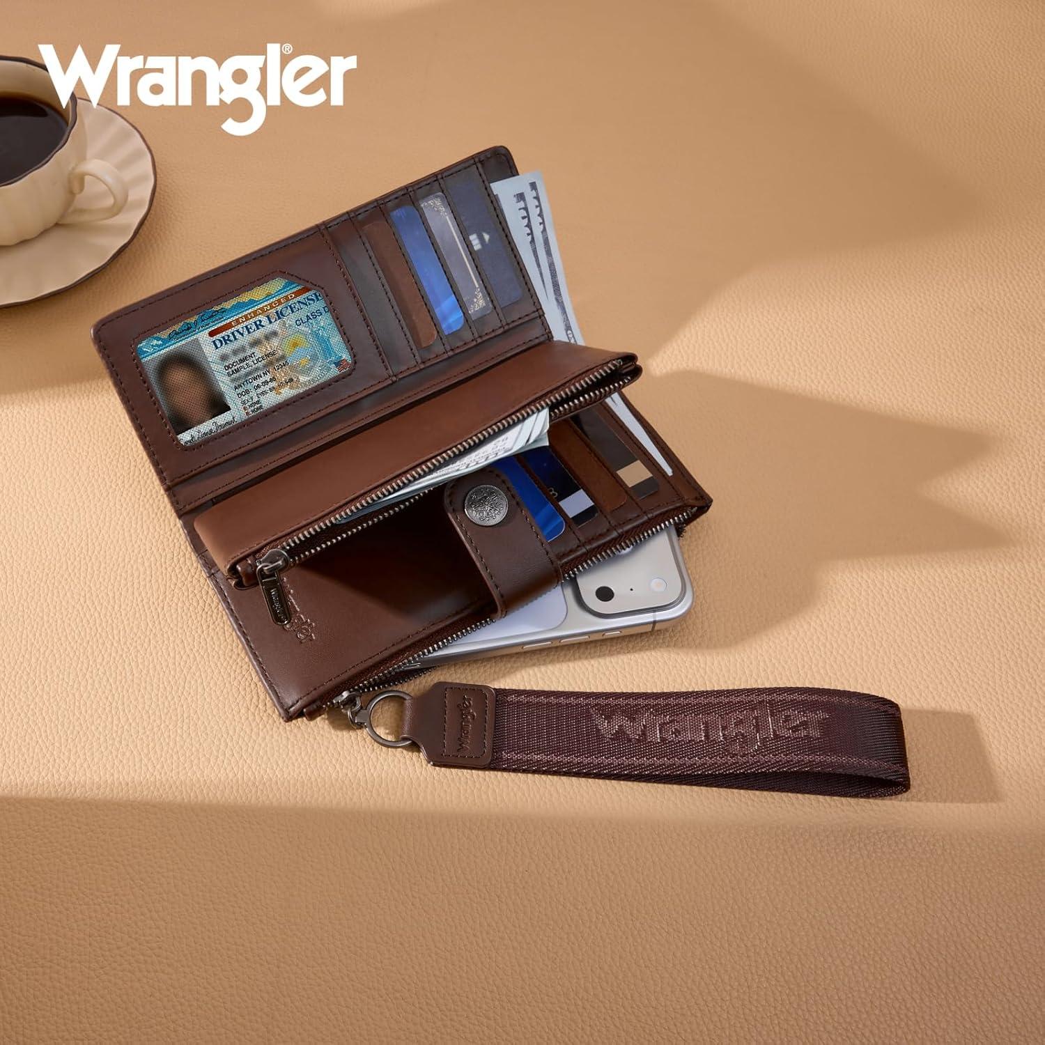 imageMontana West X Wrangler Wristlet Wallet Purple Daisy Floral Wallet Card Cases amp Money Organizers Large Capacity Bifold Wallets Ladies Female Travel Clutch Wallets with ID WindowCoffee