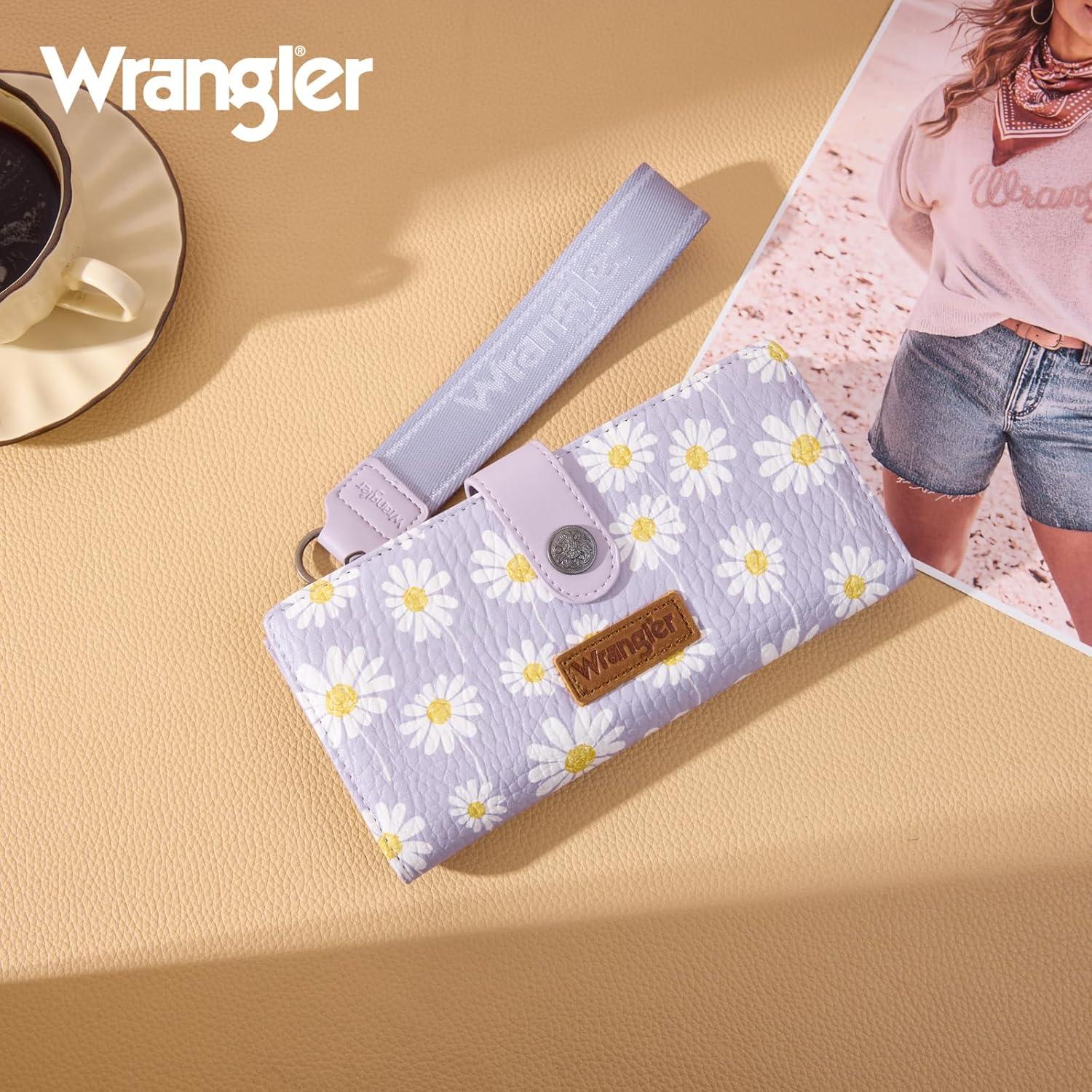 imageMontana West X Wrangler Wristlet Wallet Purple Daisy Floral Wallet Card Cases amp Money Organizers Large Capacity Bifold Wallets Ladies Female Travel Clutch Wallets with ID WindowDaisyPurple