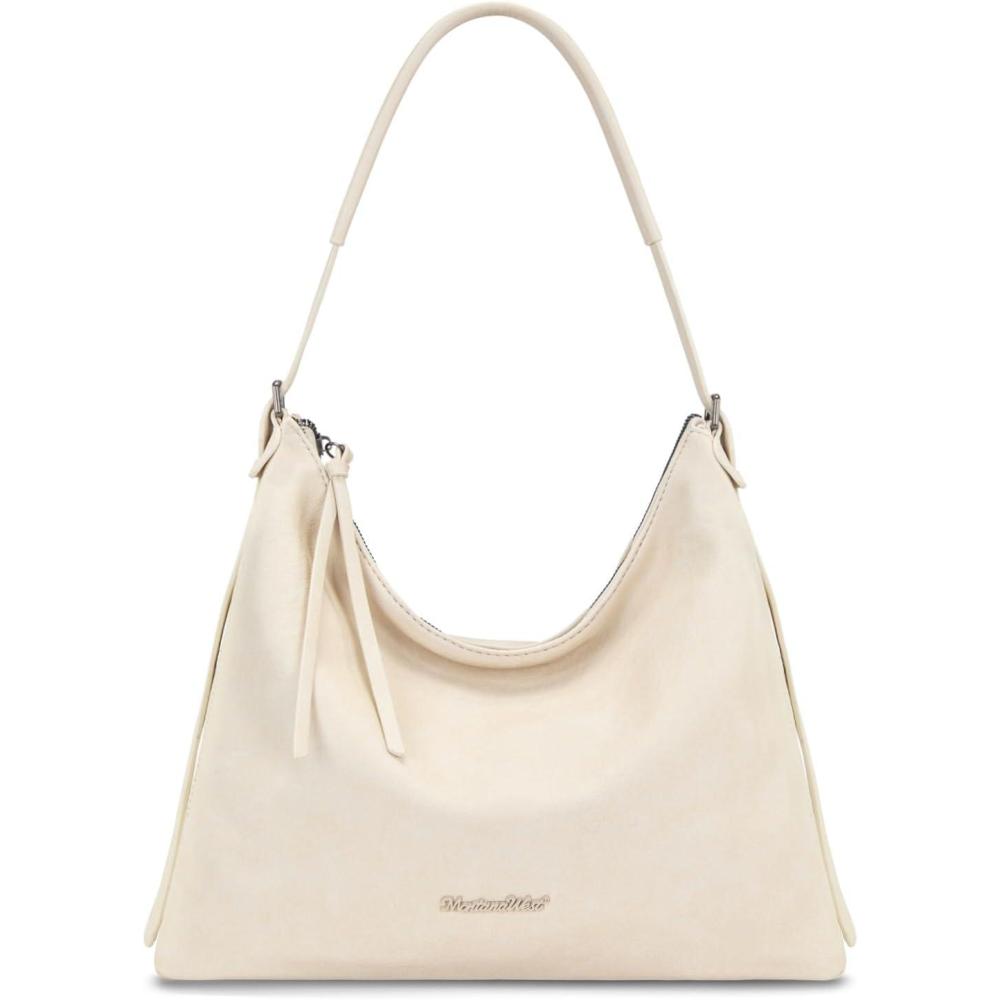 imageMontana West Hobo Bags for Women Slouchy Shoulder Handbags Ultra Soft Vegan Leather Ladies Crossbody Purse With ZipperBeige