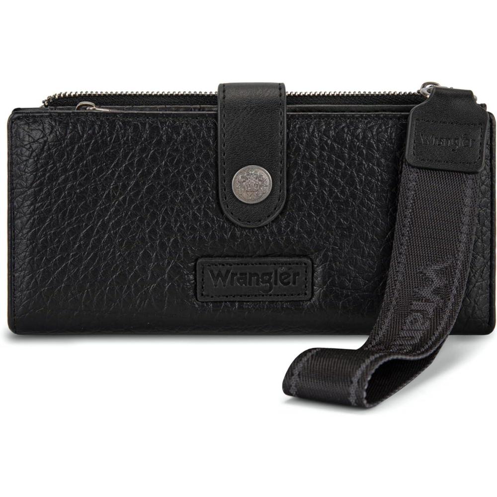 imageMontana West X Wrangler Wristlet Wallet Purple Daisy Floral Wallet Card Cases amp Money Organizers Large Capacity Bifold Wallets Ladies Female Travel Clutch Wallets with ID WindowBlack