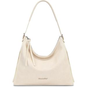 Montana West Hobo Bags for Women Slouchy Shoulder Handbags Ultra Soft Vegan Leather Ladies Crossbody Purse With Zipper(Beige)