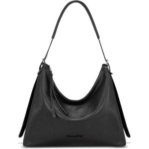 Montana West Hobo Bags for Women Slouchy Shoulder Handbags Ultra Soft Vegan Leather Ladies Crossbody Purse With Zipper(Black)